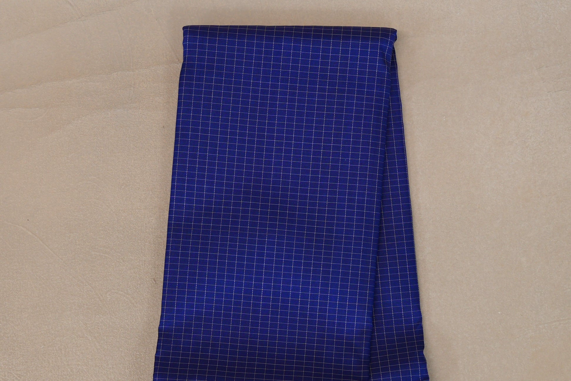 Deep Blue with Rettai Pettu Borders Vintage Kanjivaram Silk Saree Zari Checked Body