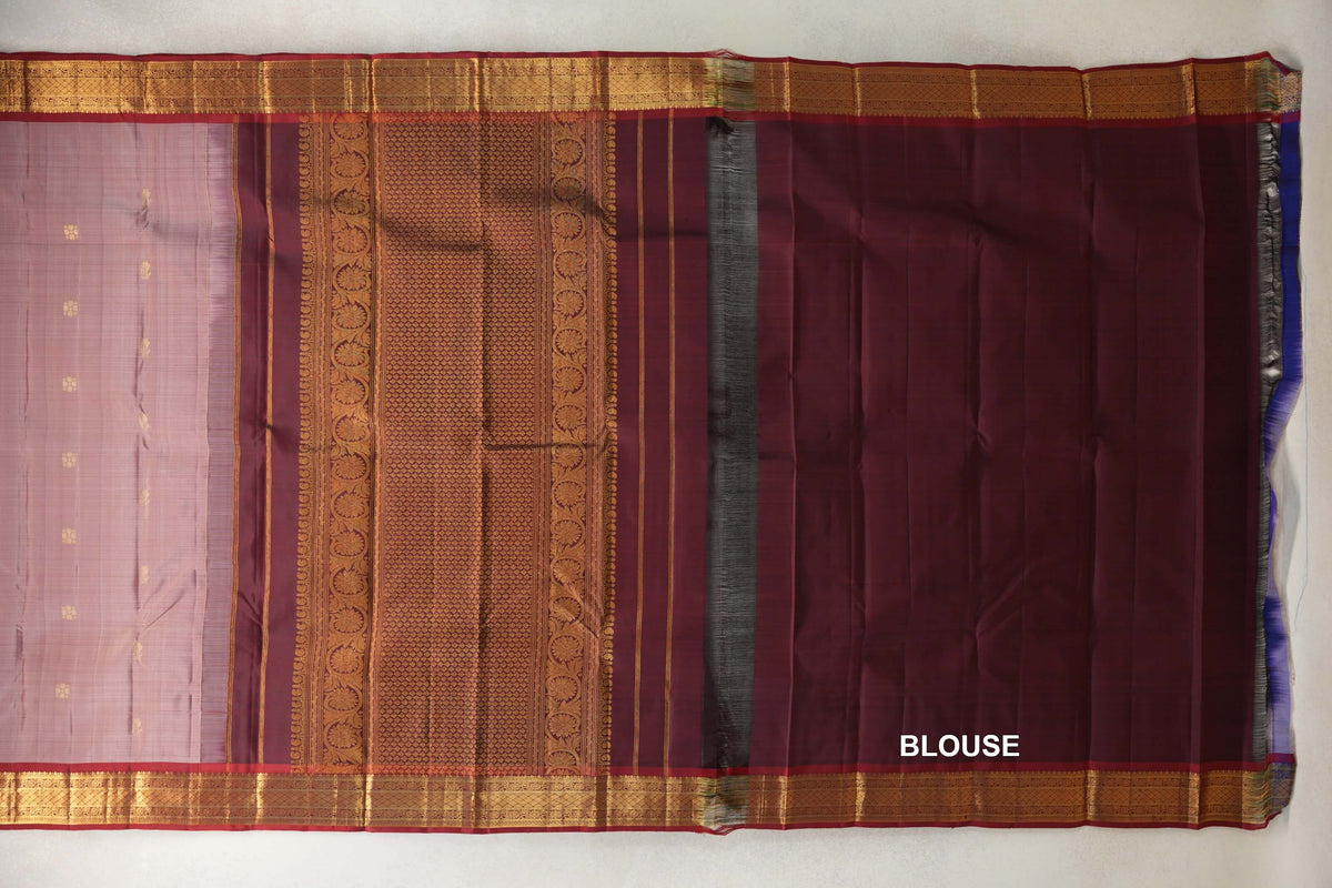 Onion Pink Vintage Kanjivaram Silk Saree blouse