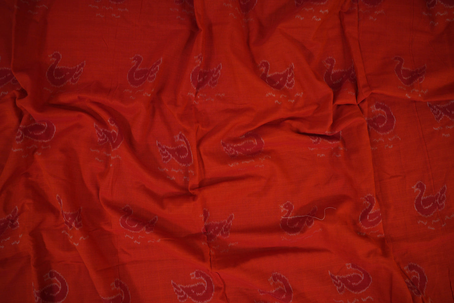 Orange Ikat Cotton Saree Zoom