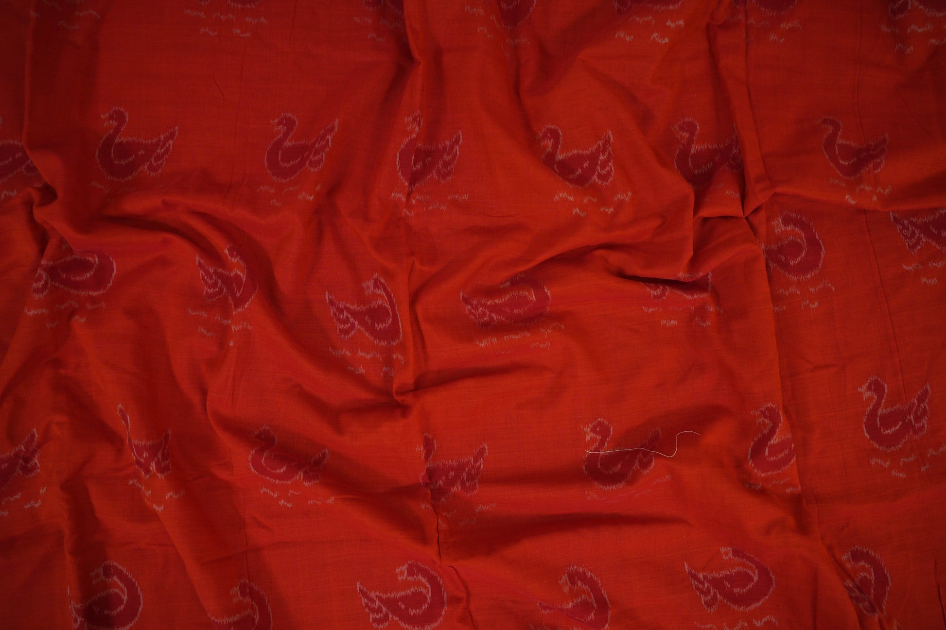 Orange Ikat Cotton Saree Zoom
