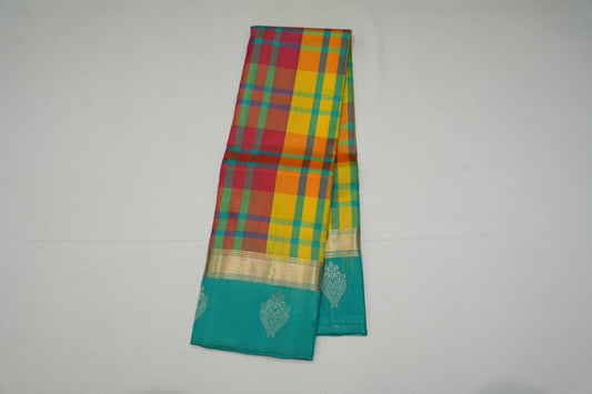 Checked light weight kanchipuram silk saree