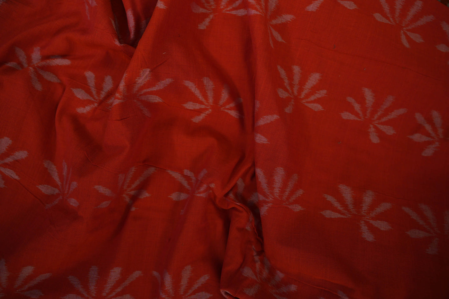 Orange Ikat Cotton Saree Zoom