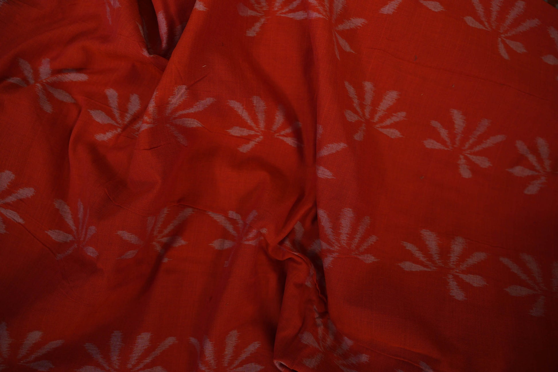 Orange Ikat Cotton Saree Zoom