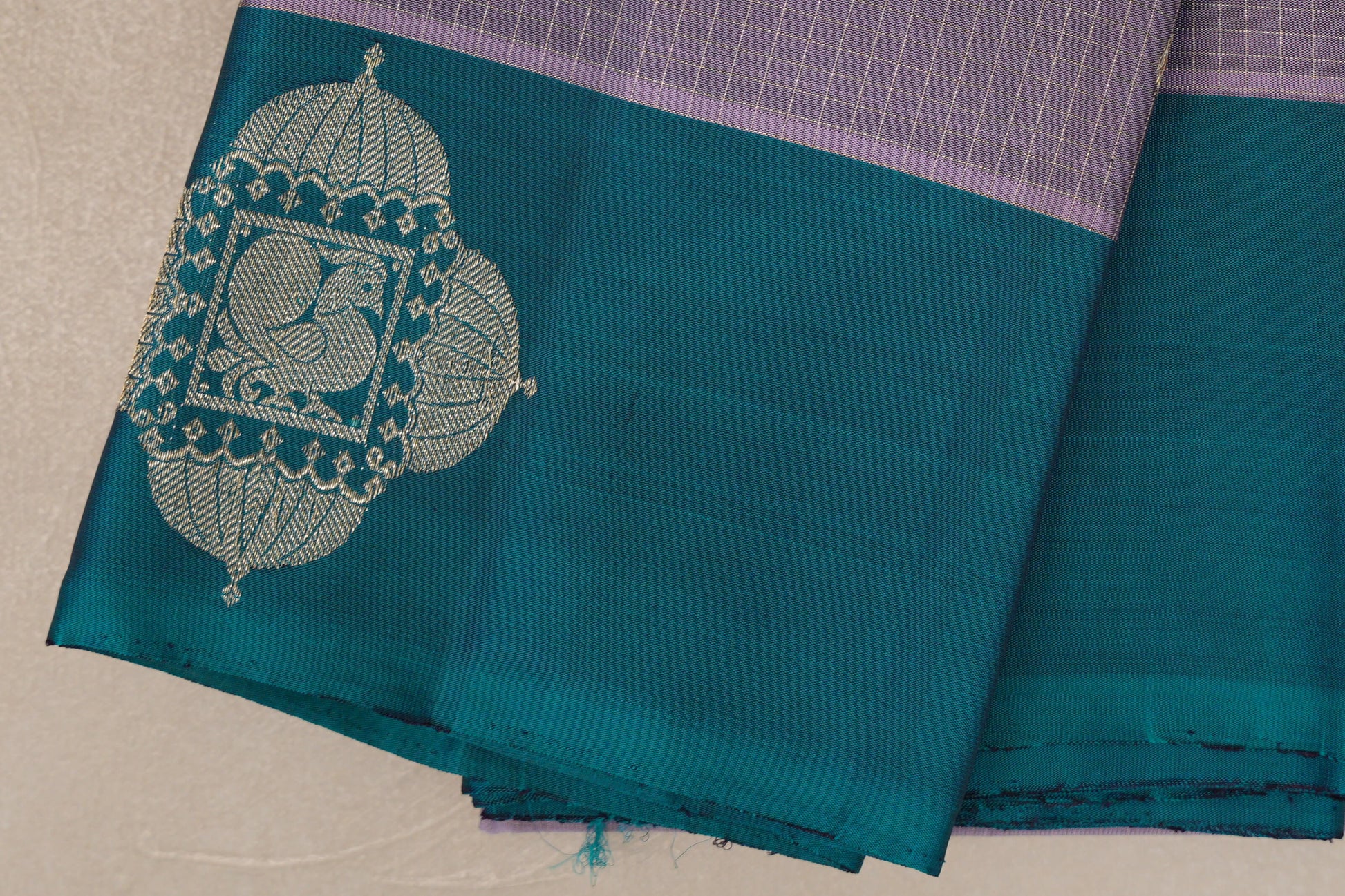 Dusty Lavender Vintage Kanjivaram Silk Saree Borders