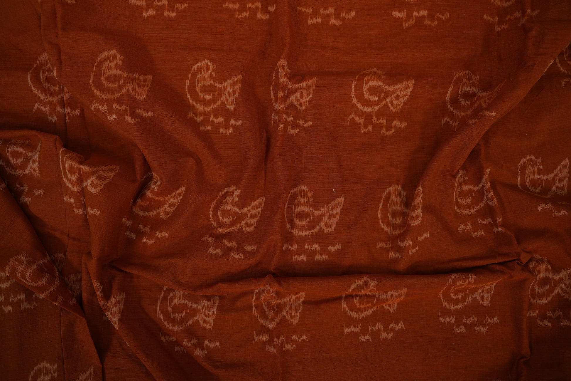 Brick Rust Ikat Cotton Saree zoom