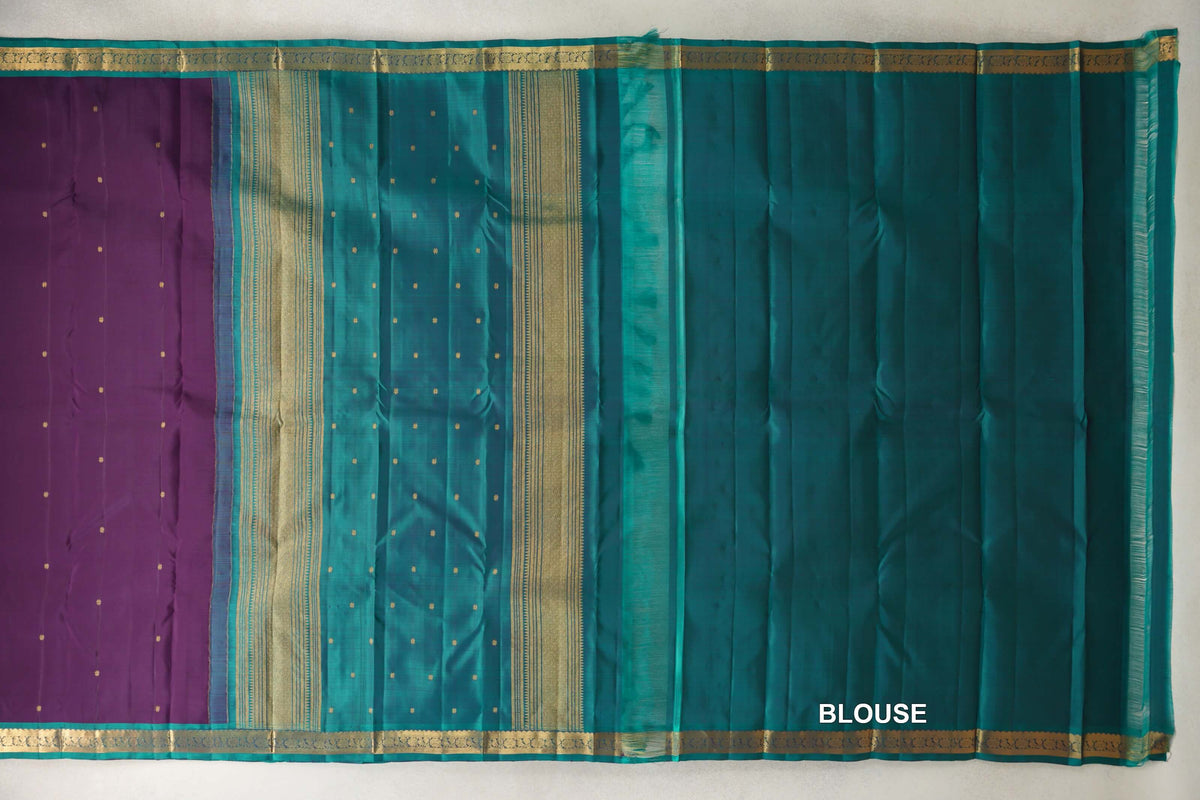 Deep Purple Vintage Kanjivaram Silk Saree blouse