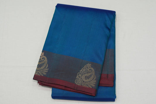 Peacock blue light weight kanchipuram silk saree