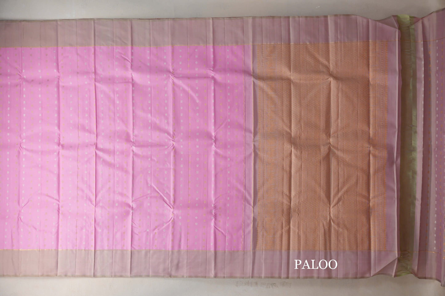 Pastel Pink Vintage Kanjivaram Silk Saree Paloo