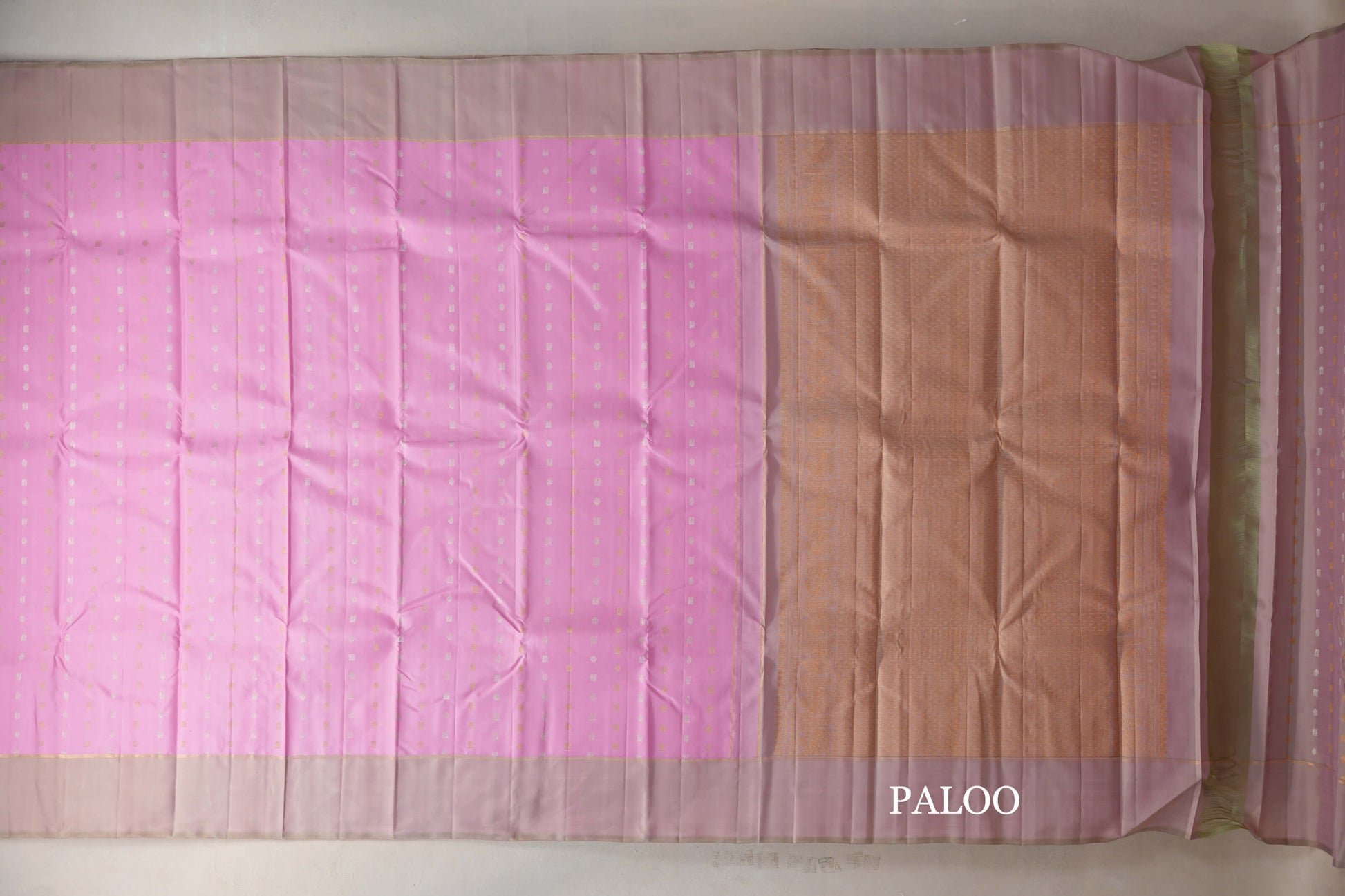 Pastel Pink Vintage Kanjivaram Silk Saree Paloo