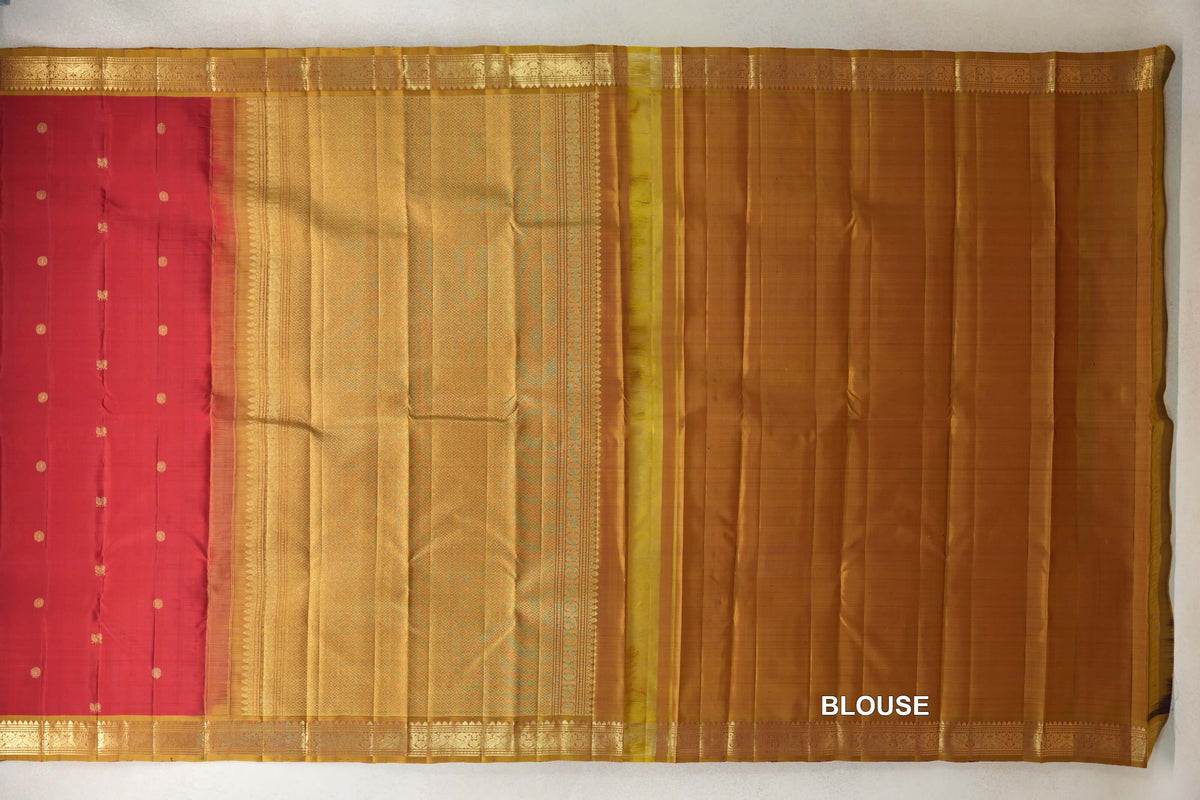 Deep Red Vintage Kanjivaram Silk Saree BLOUSE
