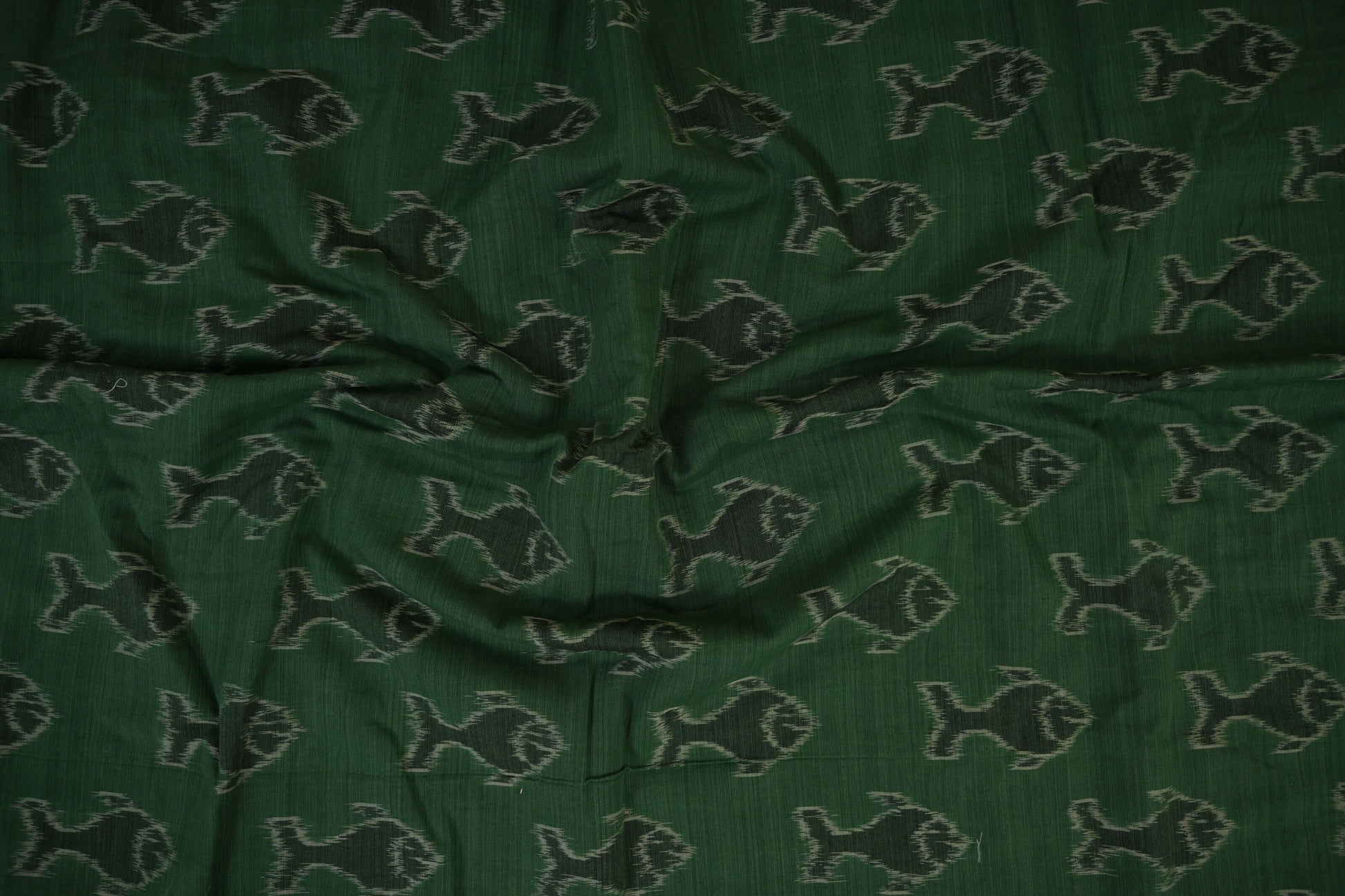 Teal Green Ikat Cotton Saree zoom