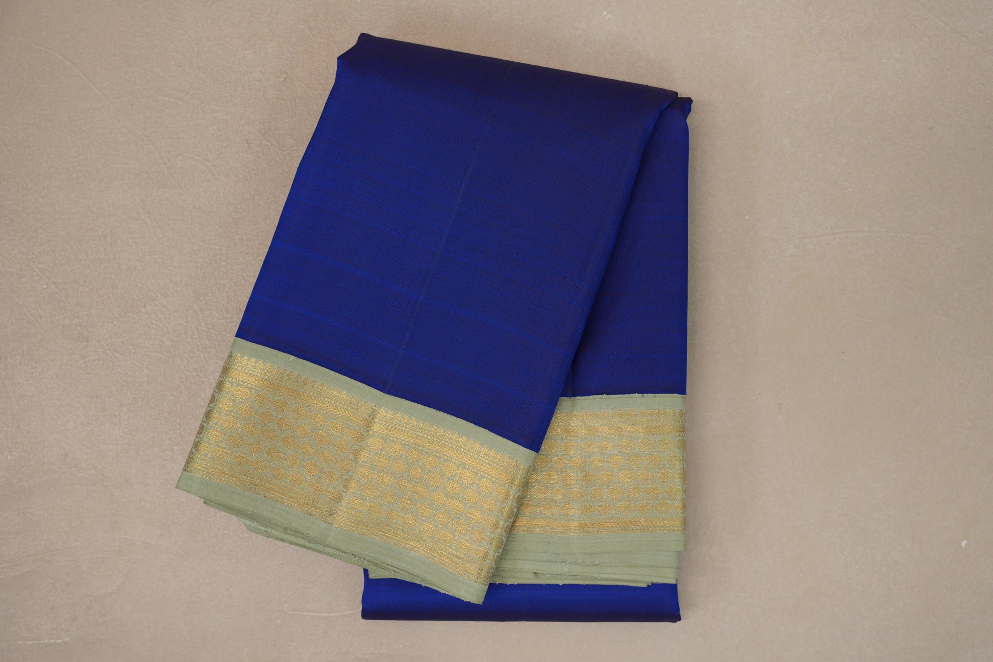 Deep Royal Blue with Pistachio Green Borders Vintage Kanjivaram Silk Saree