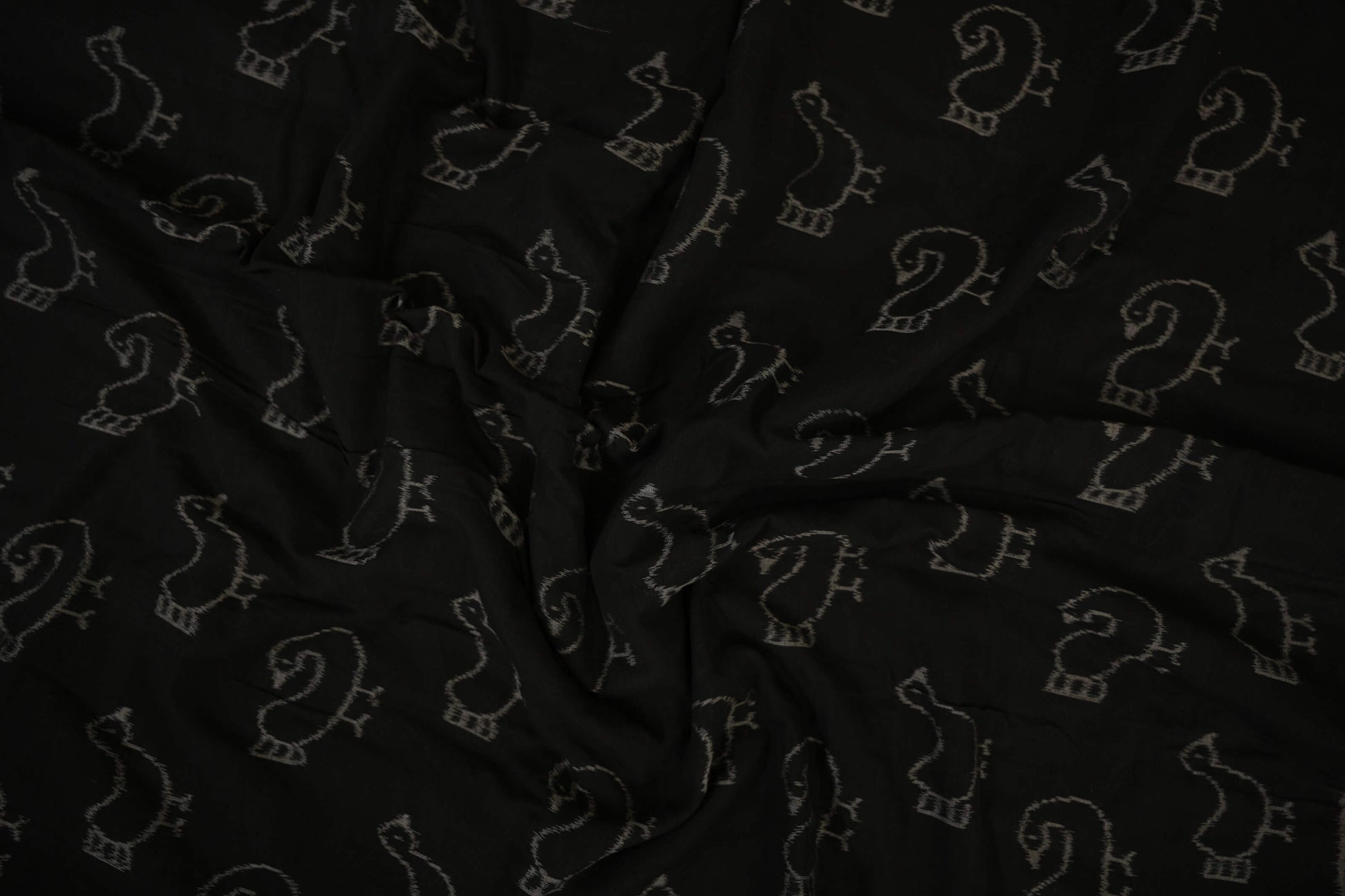 Black Ikat Cotton Saree Zoom