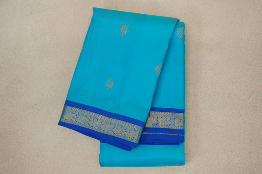 folded Aqua Blue Vintage Kanjivaram Silk Saree