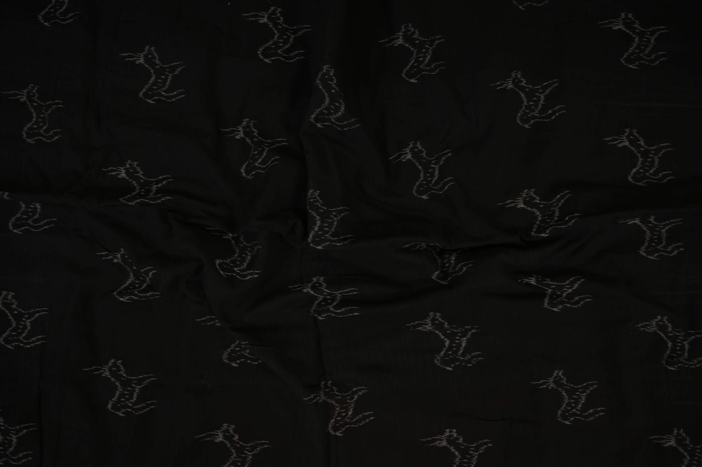 Black Ikat Cotton Saree Zoom