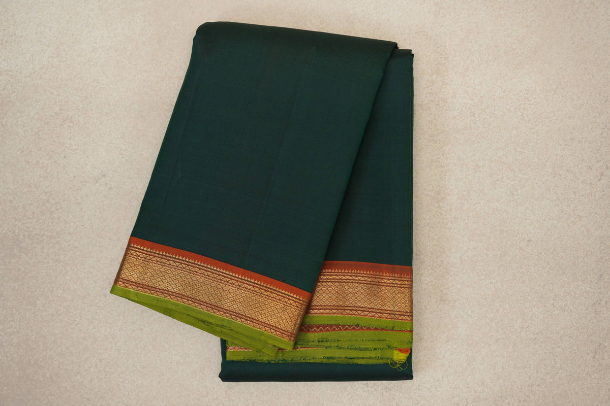 folded Bottle Green Vintage Kanjivaram Silk Saree