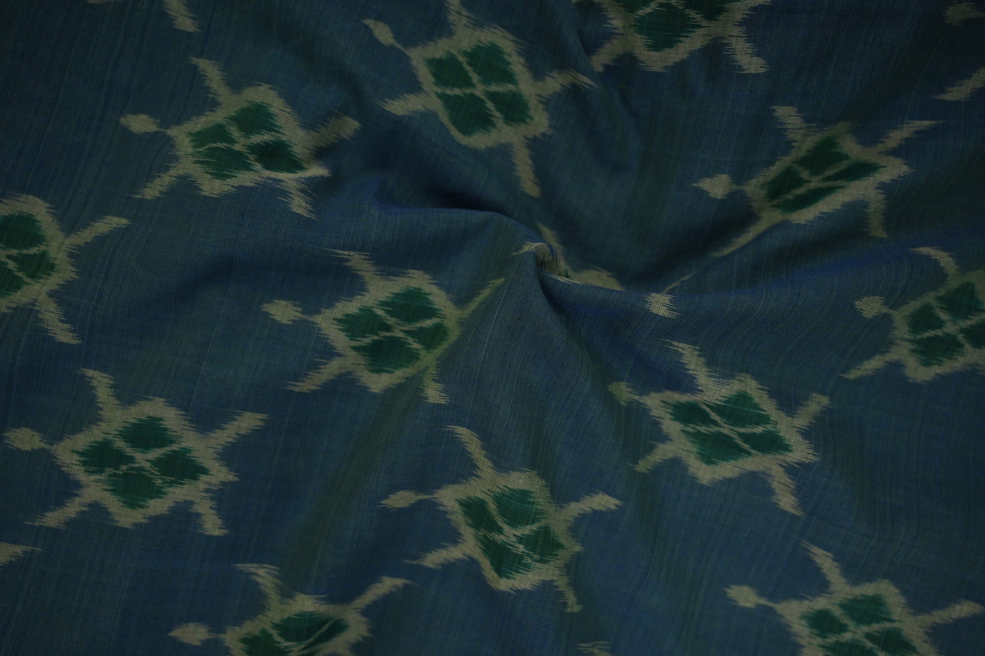 Greenish Blue ikat Cotton Saree zoom