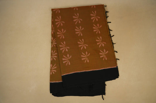 Folded Manthulir with Black Borders Ikat Cotton Saree 
