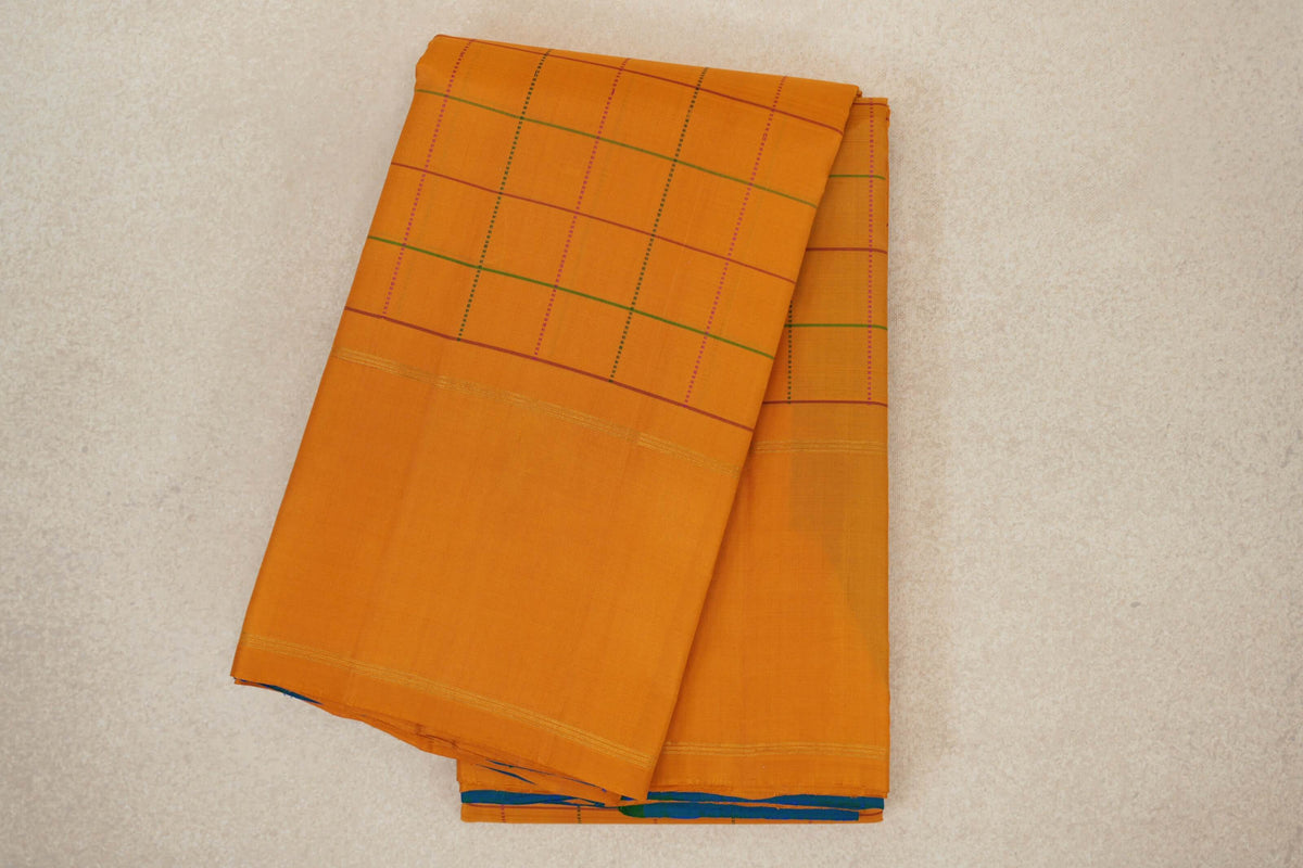 folded Mango Orange Vintage Kanjivaram Silk Saree
