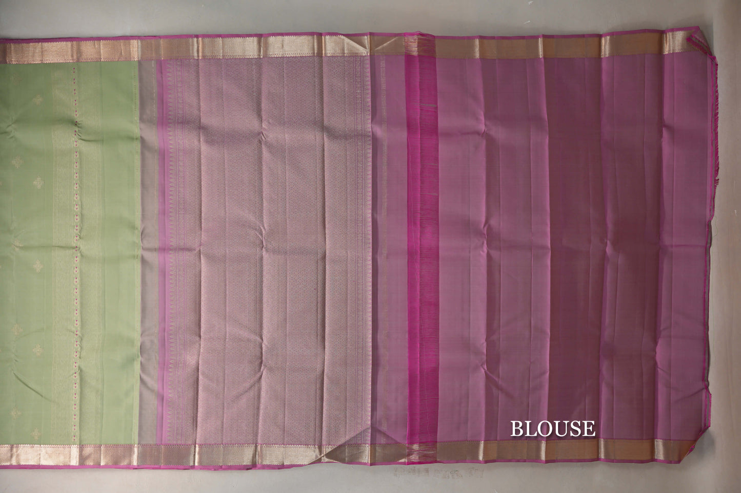 Pistachio Green with Dusty Pink Borders Vintage Kanjivaram Silk Saree by Shreenivas Silks PSSR019420