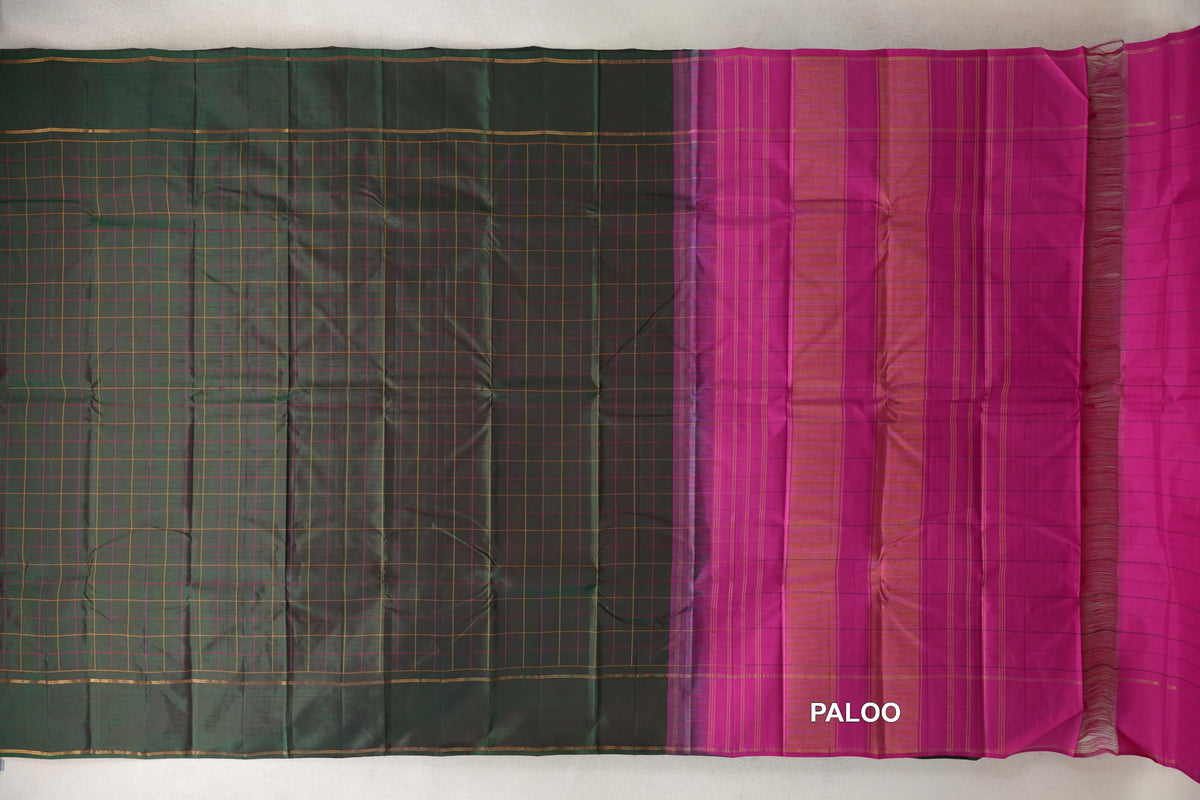 Deep Manthulir Green Vintage Kanjivaram Silk Saree paloo