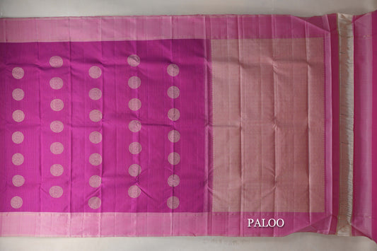 Bright Magenta Vintage Kanjivaram Silk Saree paloo