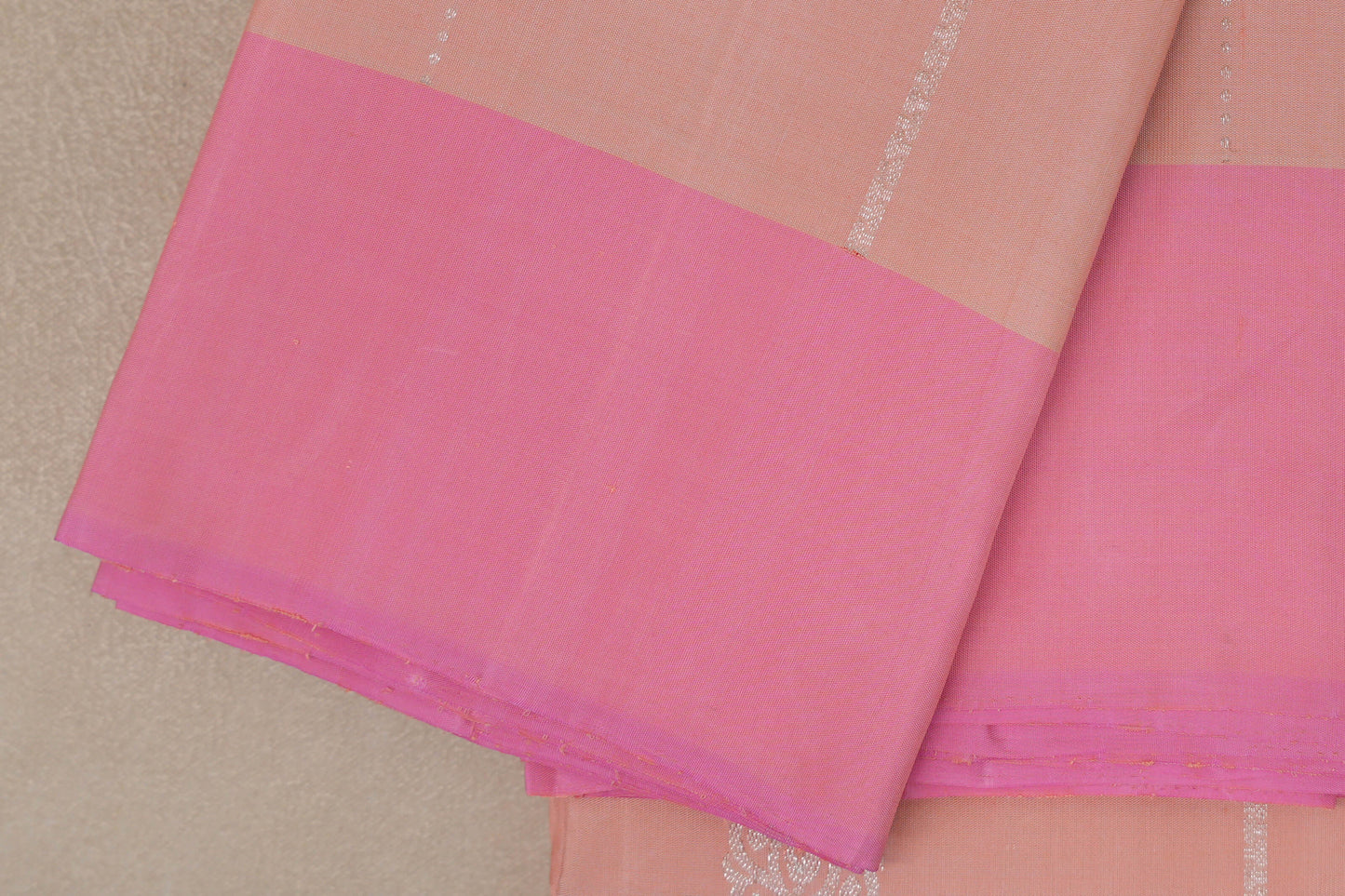 Peach with Baby Pink Borders Vintage Kanjivaram Silk Saree by Shreenivas Silks PSSR019422