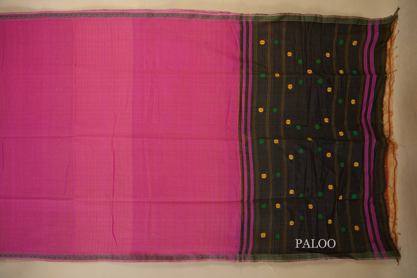 Pink Orange Dual Tone Odisha Eri Cotton Saree Paloo