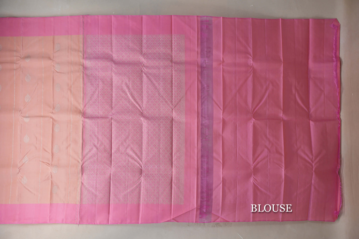 Peach with Baby Pink Borders Vintage Kanjivaram Silk Saree by Shreenivas Silks PSSR019422