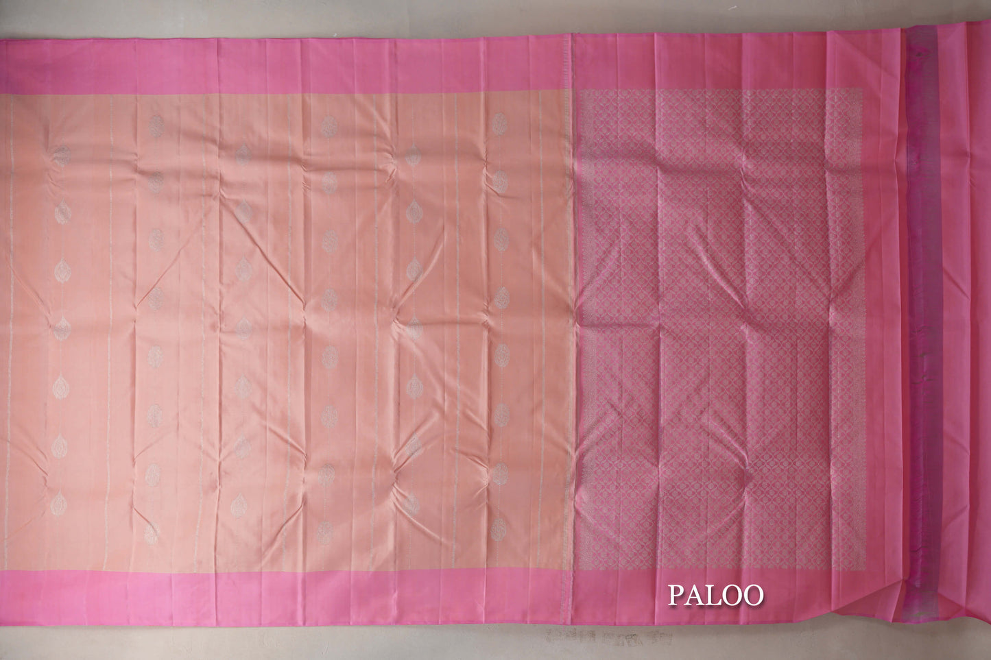 Peach with Baby Pink Borders Vintage Kanjivaram Silk Saree by Shreenivas Silks PSSR019422