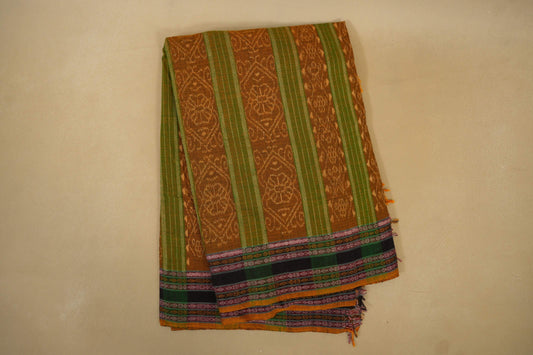 Folded Mehandi Green Odissa Eri Cotton Saree