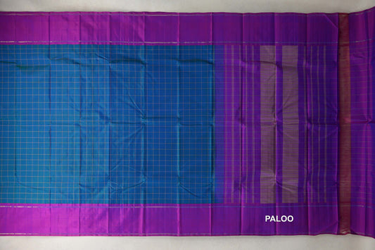Peacock Blue Vintage Kanjivaram Silk Saree paloo