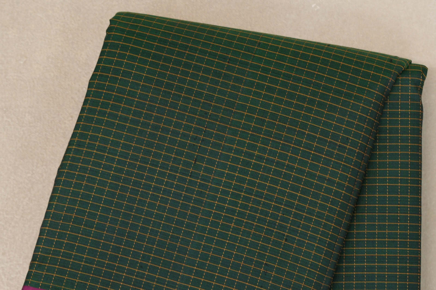 Bottle Green with magenta Borders Vintage Kanjivaram Silk Saree by Shreenivas Silks PSSR019424
