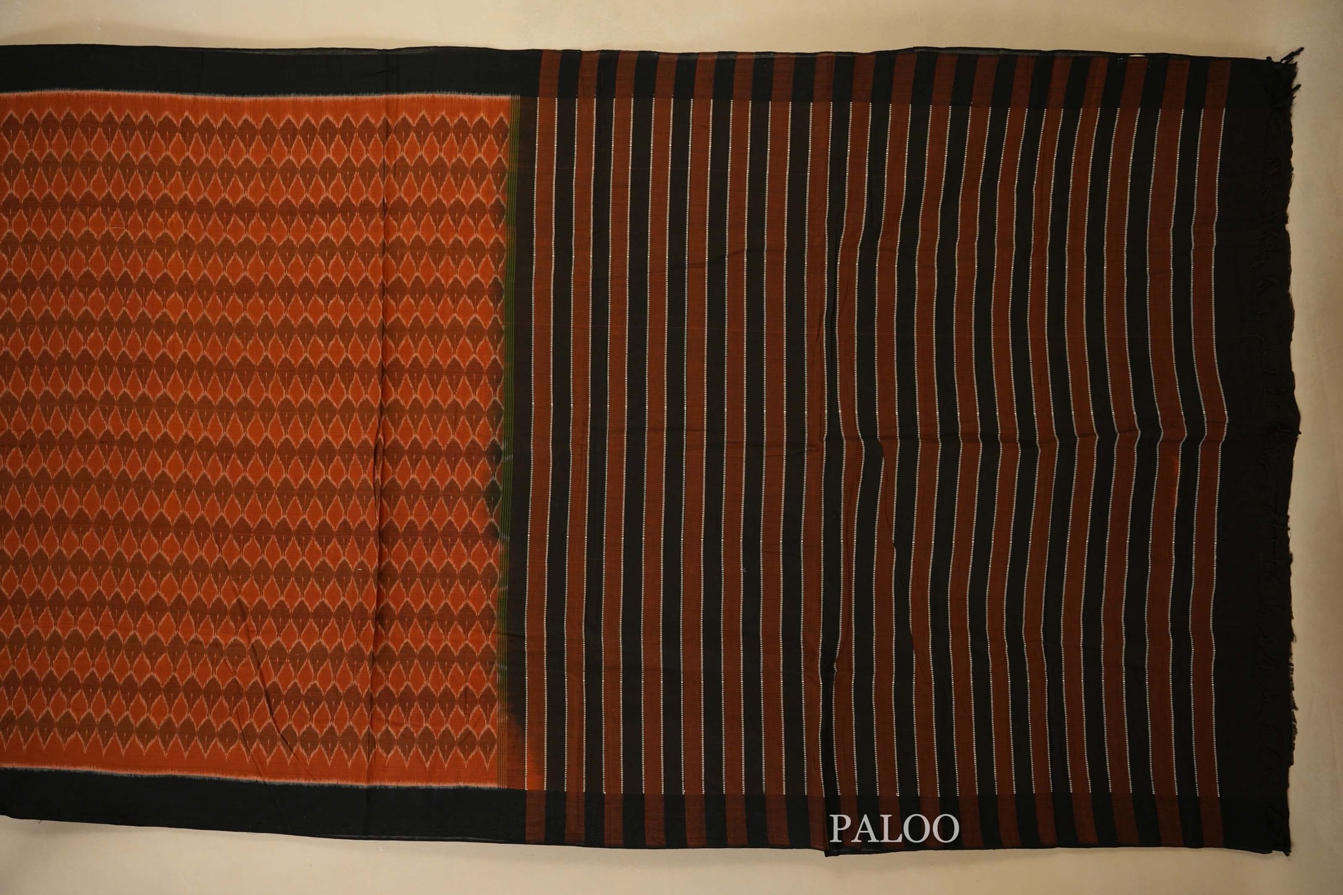 Multi Color with Black Borders Ikat Cotton Saree Paloo