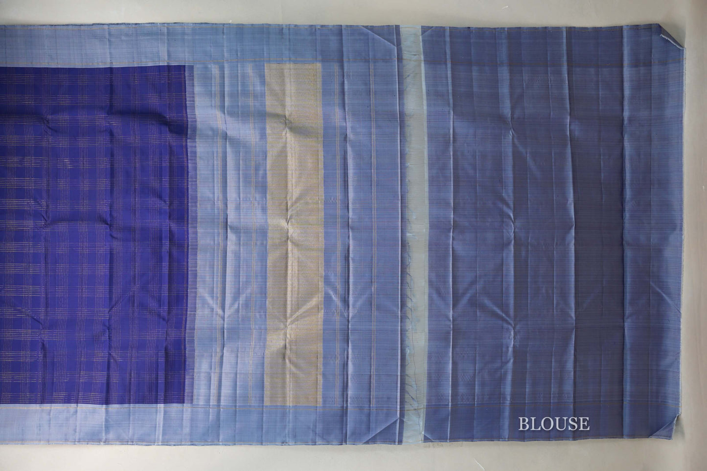 Navy Blue with Grey Borders Vintage Kanjivaram Silk Saree by Shreenivas Silks PSSR019425