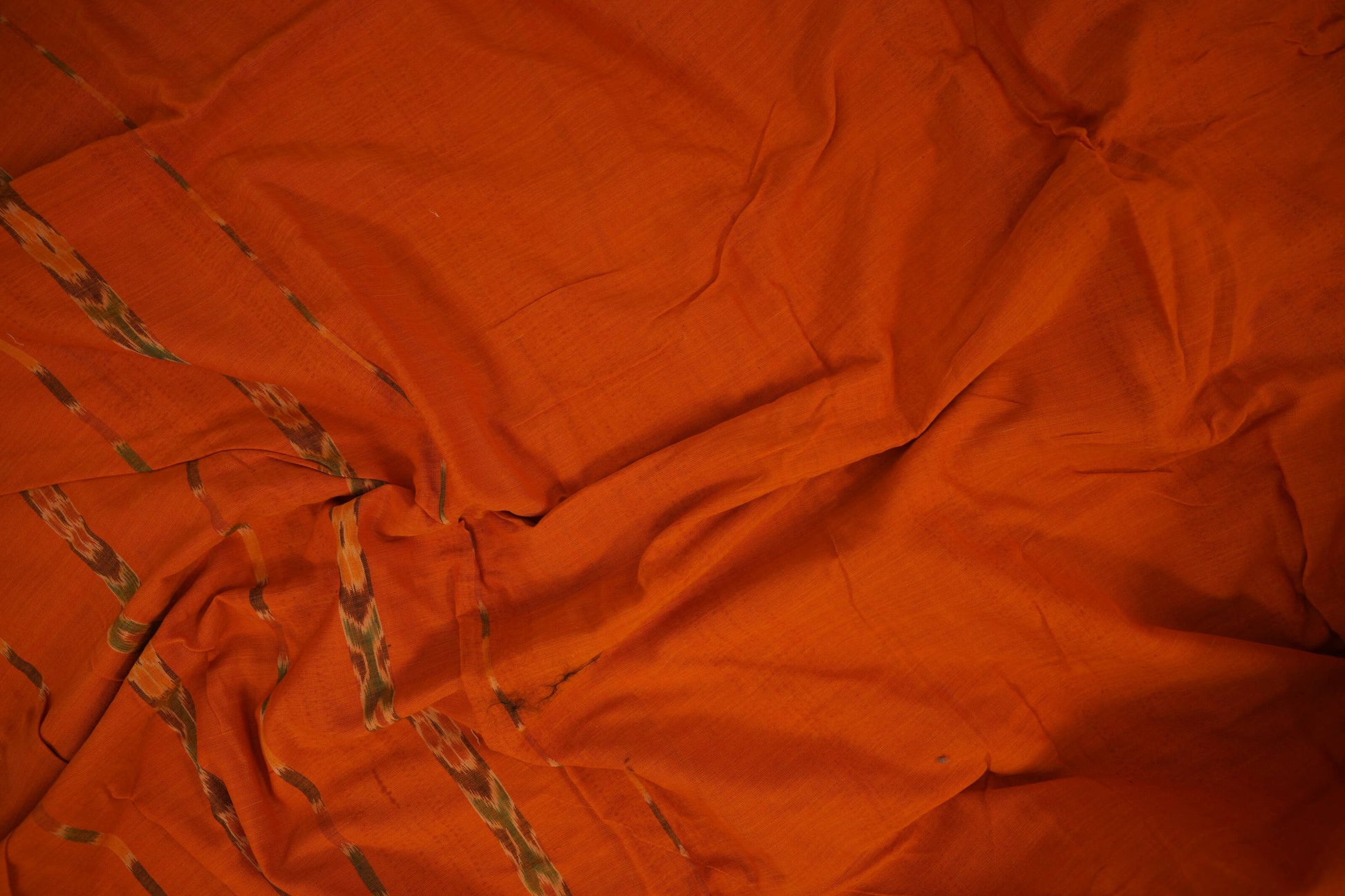 Orange Ikat Cotton Saree zoom