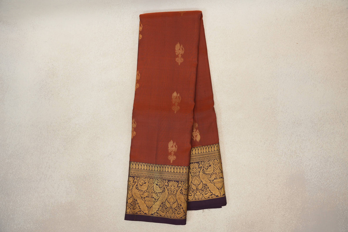 Dark Rust Vintage Kanjivaram Silk Saree  online