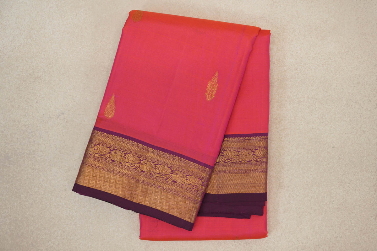 Orangish pink Vintage Kanjivaram Silk Saree 