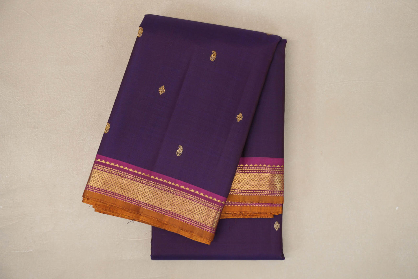 Purple with magenta Borders Vintage Kanjivaram Silk Saree by Shreenivas Silks PSSR019427