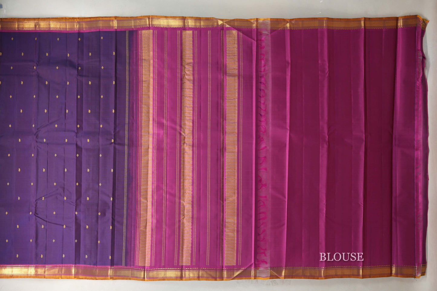 Purple with magenta Borders Vintage Kanjivaram Silk Saree by Shreenivas Silks PSSR019427