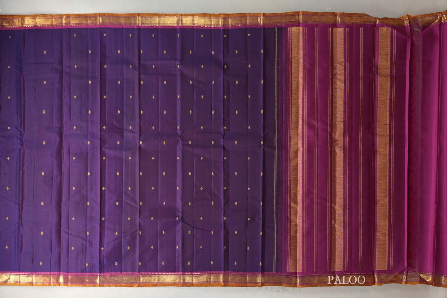 Purple with magenta Borders Vintage Kanjivaram Silk Saree by Shreenivas Silks PSSR019427