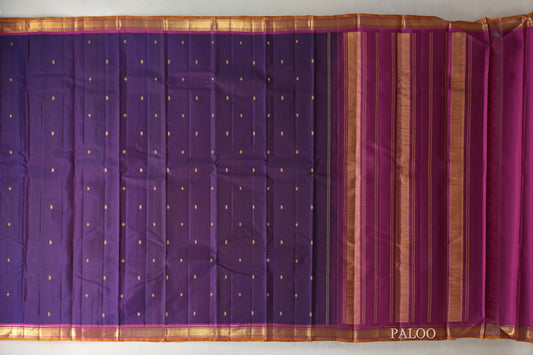 Purple with magenta Borders Vintage Kanjivaram Silk Saree by Shreenivas Silks PSSR019427