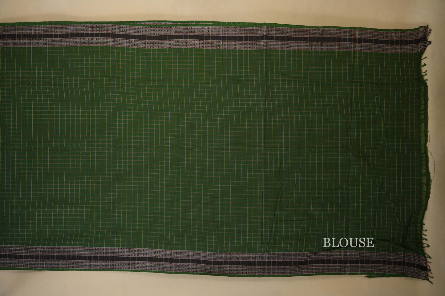 Green Ikat Cotton Saree Blouse