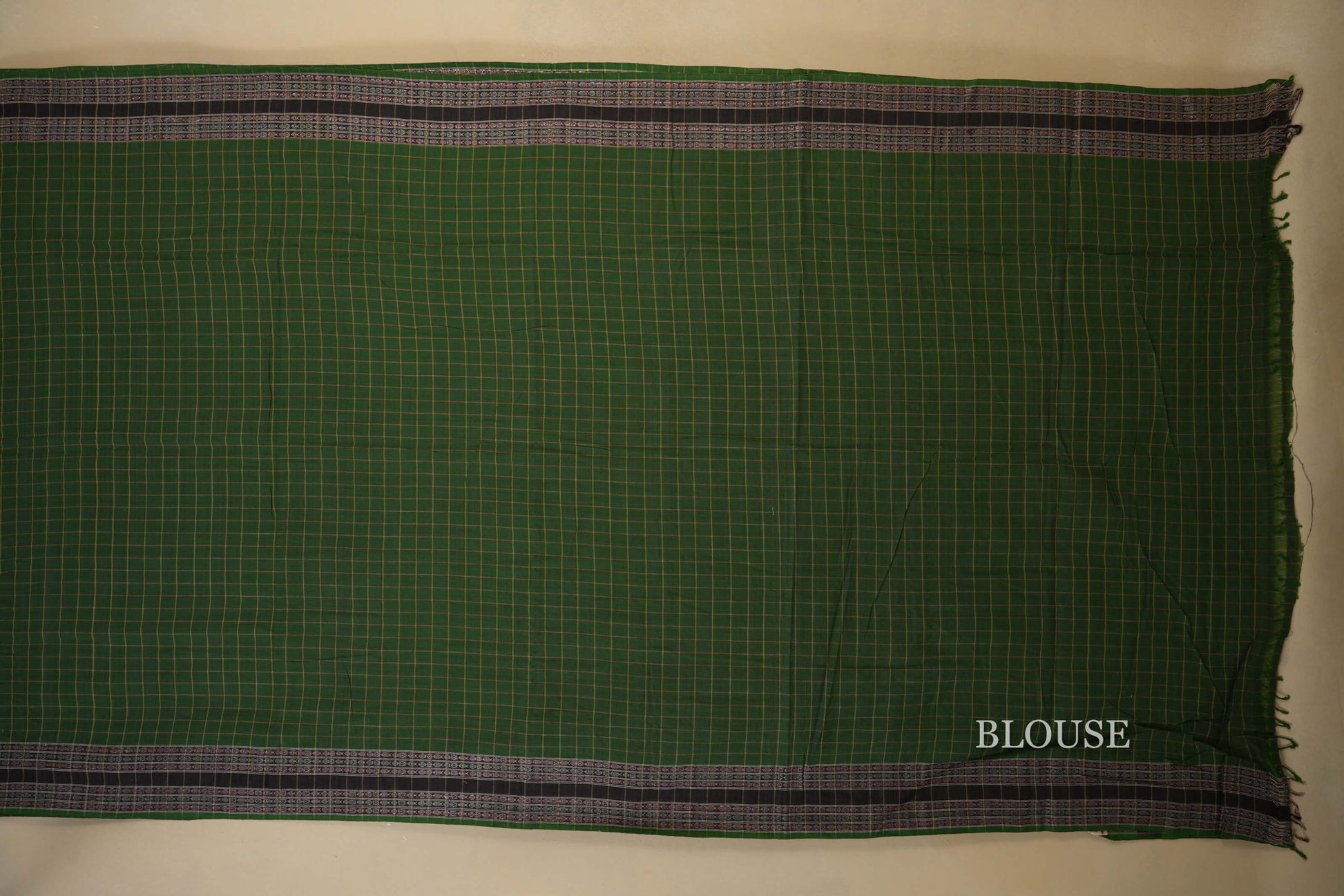Green Ikat Cotton Saree Blouse