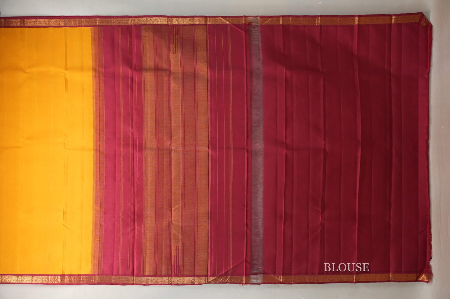 Mustard with Maroon Borders Vintage Kanjivaram Silk Saree by Shreenivas Silks PSSR019428