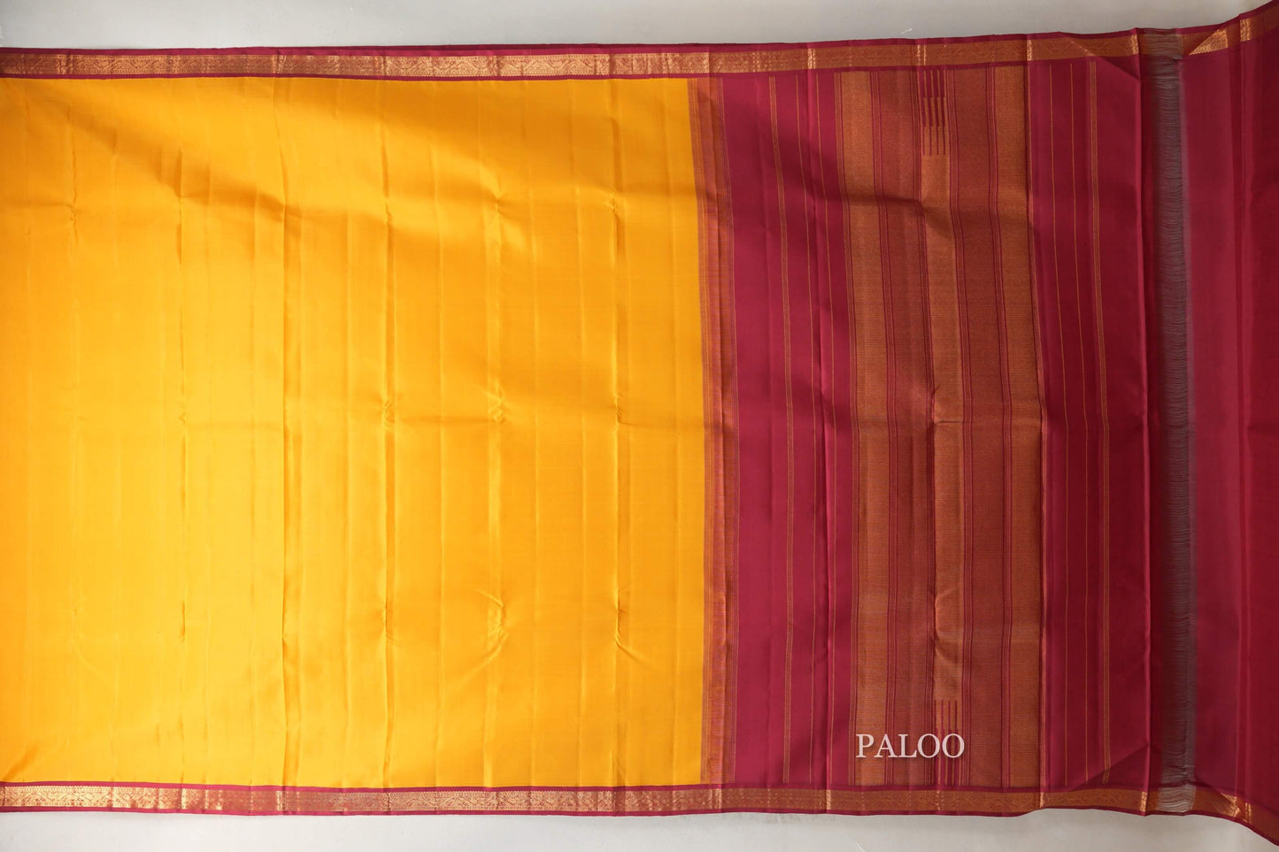 Mustard with Maroon Borders Vintage Kanjivaram Silk Saree by Shreenivas Silks PSSR019428
