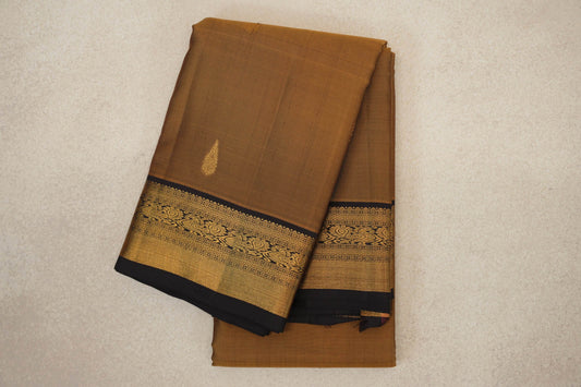 folded Antique Mustard Gold Vintage Kanjivaram Silk Saree