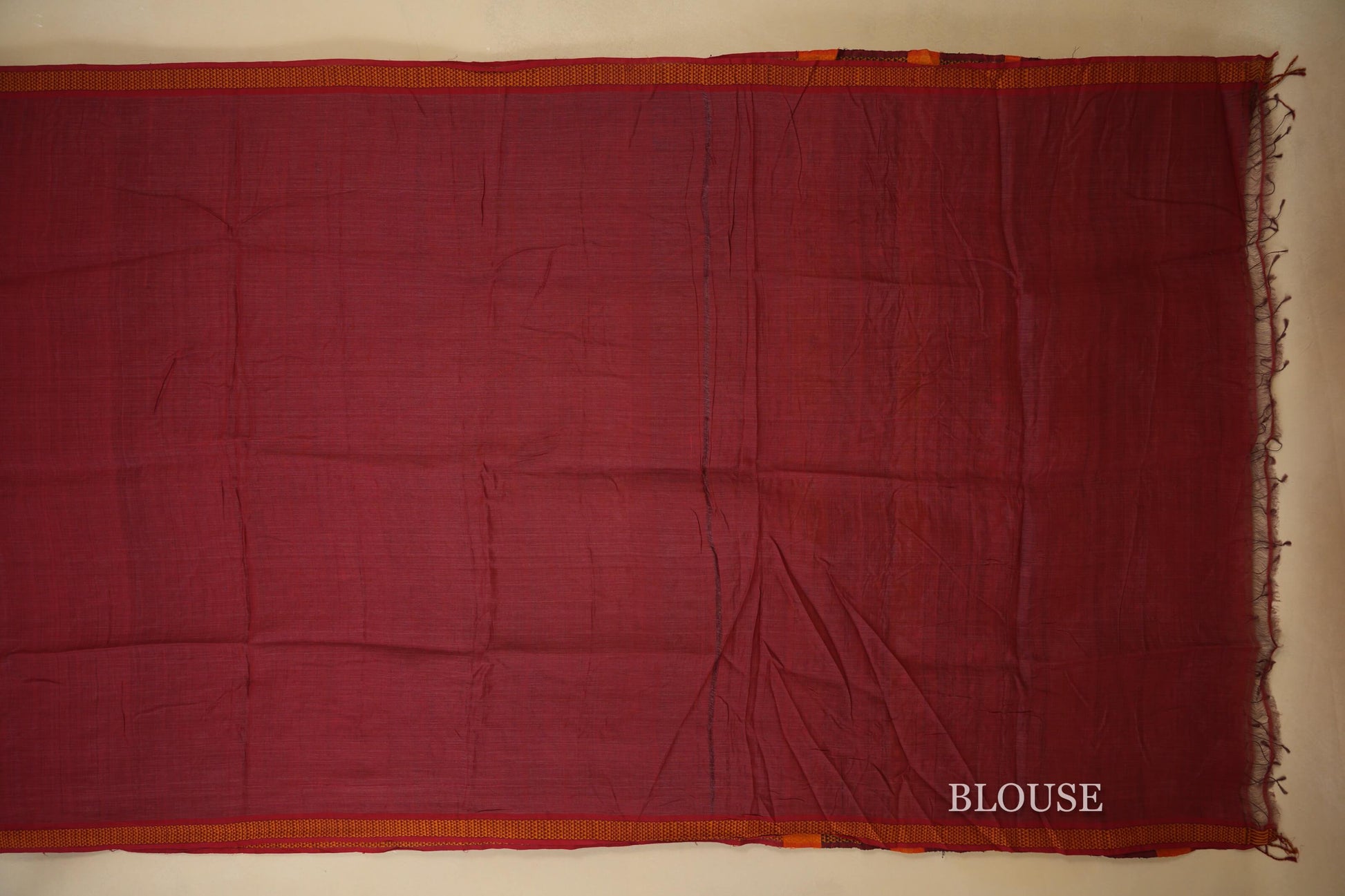 Maroon with Red Borders Ikat Cotton Saree Blouse