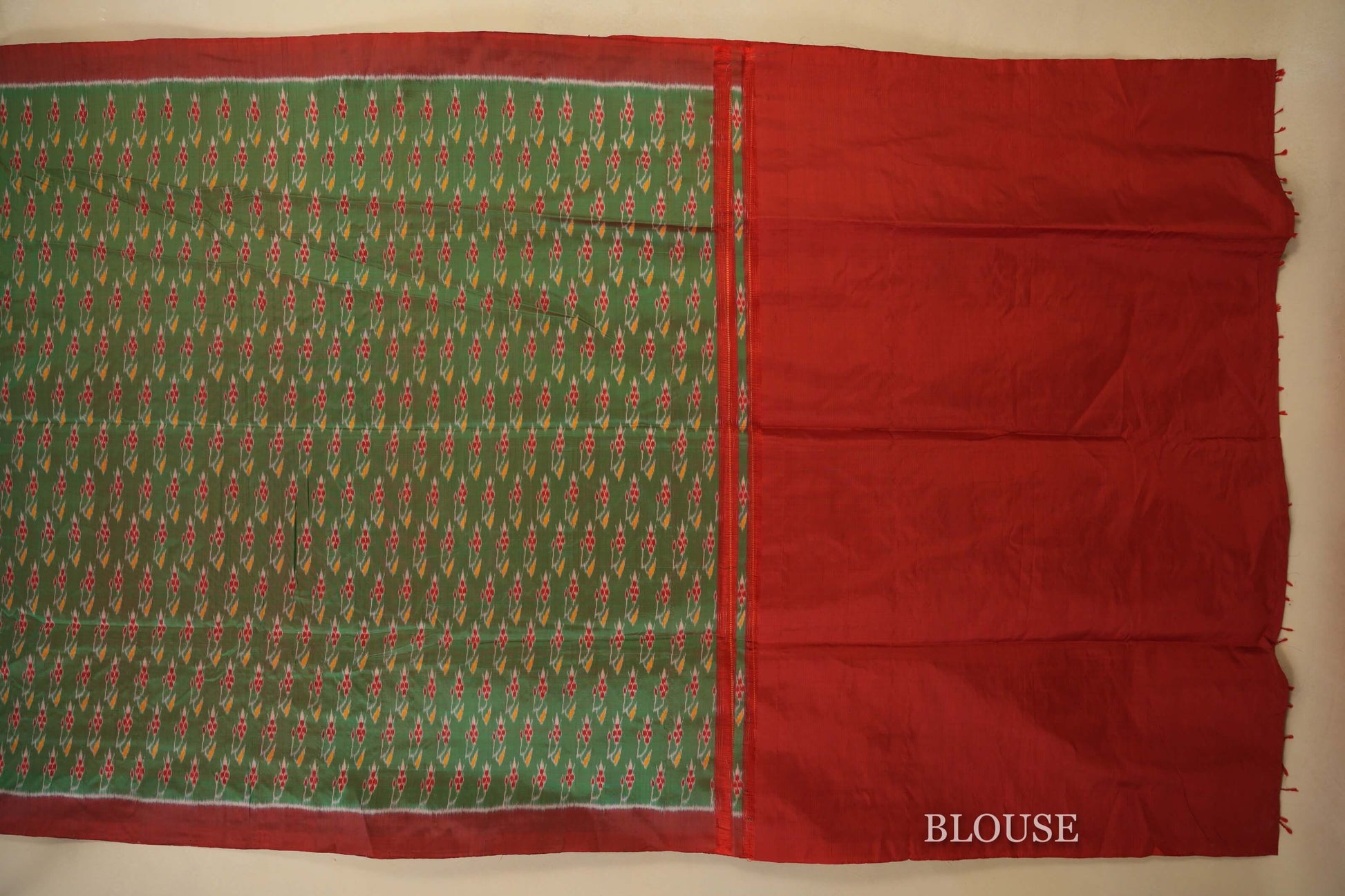 Multi Color with Maroon Borders Ikat Silk Saree Blouse