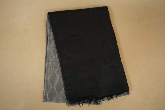 FoldedGrey Ikat Silk Saree 